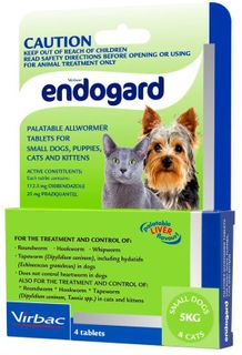 VIRBAC ENDOGARD SML DOG & CATS 5KG 4TABS