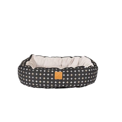 MOG AND BONE 4SEASONS REVERSIBLE CIRCULAR BED BLACK CROSS MEDIUM