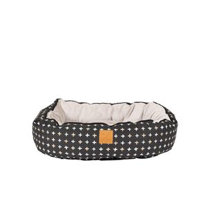 MOG AND BONE 4SEASONS REVERSIBLE CIRCULAR BED BLACK CROSS LARGE