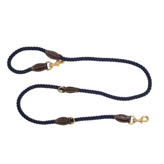 MOG AND BONE LEATHER BRASS ROPE MULTI FUNCTION LEAD NAVY 1.8M