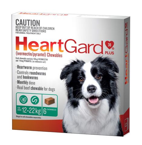 HEARTGARD PLUS MED 12-22KG GREEN 6PACK