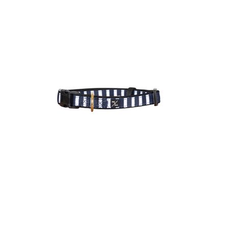 MOG AND BONE NEOPRENE COLLAR NAVY HAMPTON STRIPE SMALL