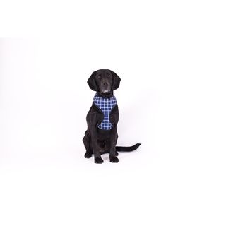 MOG AND BONE NEOPRENE HARNESS NAVY CHECK LARGE