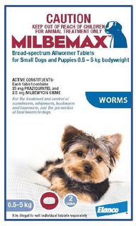 MILBEMAX DOG ALLWORMER 0.5-5KG 2TABS