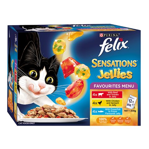 FELIX SENSATIONS JELLIES FAVOURITES MENU 12X85G