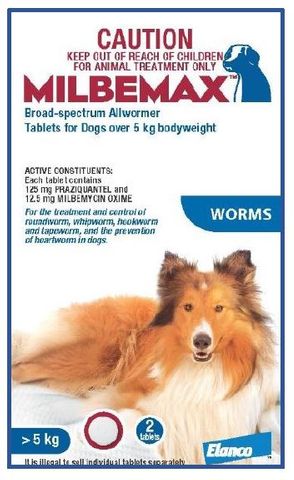 MILBEMAX DOG ALLWORMER 5KG-25KG 2TABS