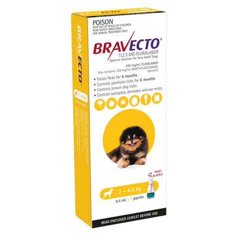 BRAVECTO DOG SPOT ON 2-4.5KG 1PACK