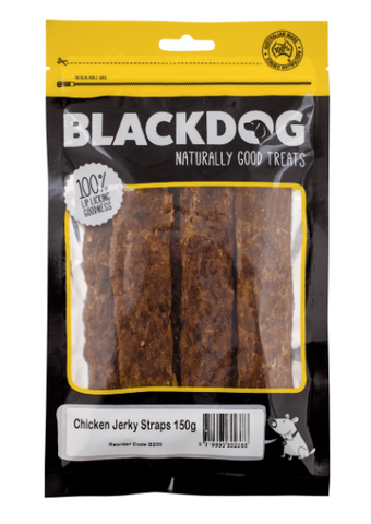 BLACKDOG CHICKEN JERKY STRAPS 150G