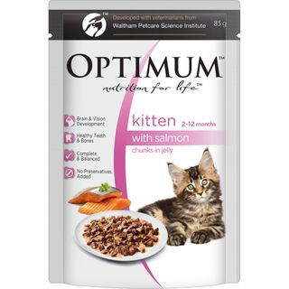 OPTIMUM KITTEN HEALTHY DEVELOPMENT CHUNKS IN JELLY SALMON 15X85G