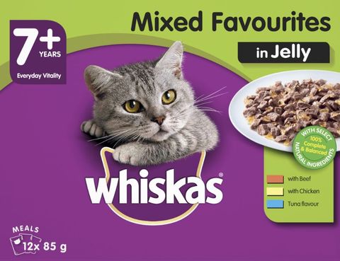WHISKAS 7+ YEARS MIXED FAVOURITES IN JELLY 12X85G