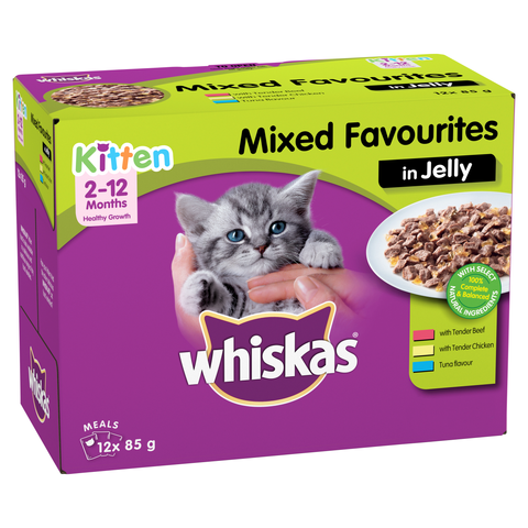 WHISKAS KITTEN MIXED FAVOURITES IN JELLY 12X85G