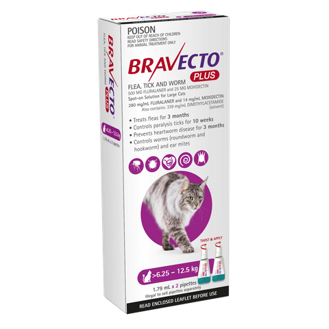 BRAVECTO PLUS CAT 6.25-12.5KG 2PK