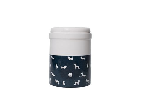 MOG AND BONE CERAMIC CANISTER BLUE DOG