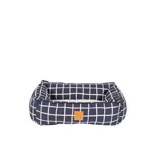 MOG AND BONE BOLSTER BED NAVY CHECK LARGE