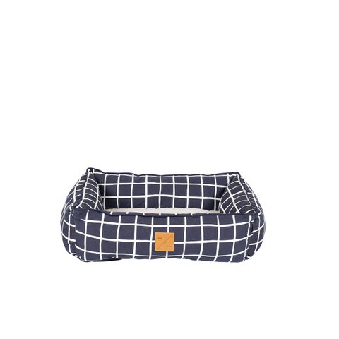 MOG AND BONE BOLSTER BED NAVY CHECK LARGE