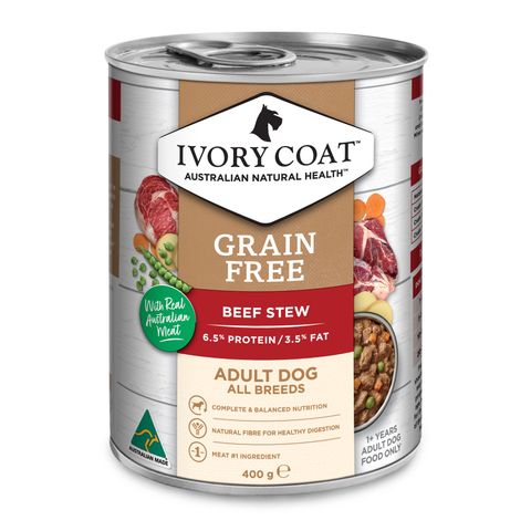 Ivory Coat Adult Dog Grain Free Beef Stew 12X400g