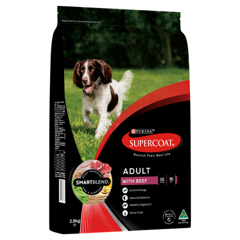 SUPERCOAT Adult Dog Food With Beef 2.8kg