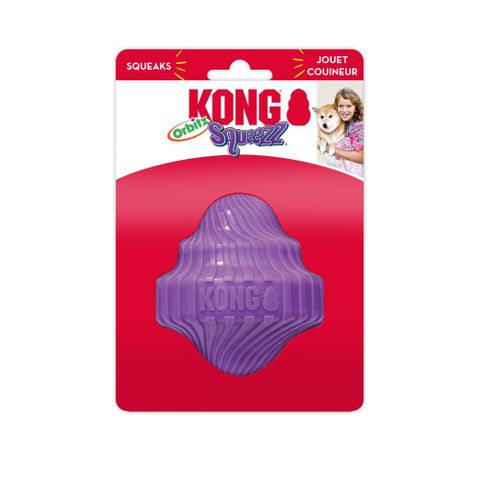 KONG SQUEEZZ ORBITZ SPIN TOP ASSORT SMALL MEDIUM