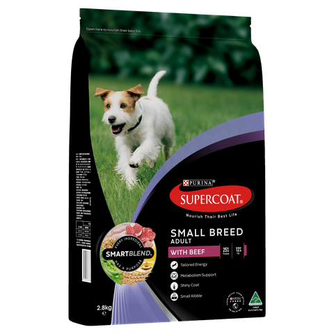 SUPERCOAT Adult Small Breed Dog Food With Beef 2.8kg