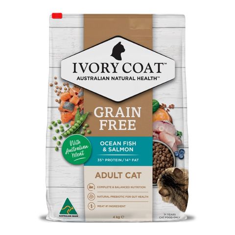 IVORY COAT ADULT CAT GRAIN FREE OCEANFISH & SALMON 4KG