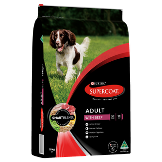 SUPERCOAT Adult Dog Food With Beef 18kg
