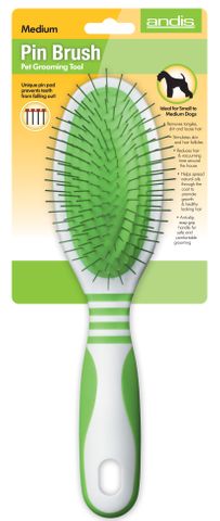 Andis Pin Brush Medium White Lime Green