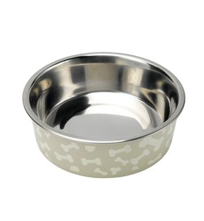 Petface Bella Bowl Stainless Steel White Bones 17cm