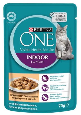 Purina One Adult Indoor Chkn Pouch 12X70G
