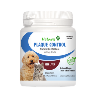 Vetnex Plaque Control Dental Chews Beef Liver for Dogs & Cats 100G