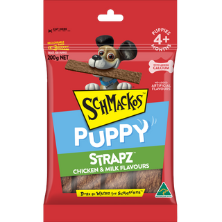 SCHMACKOS STRAPZ PUPPY CHICKEN AND MILK 200G