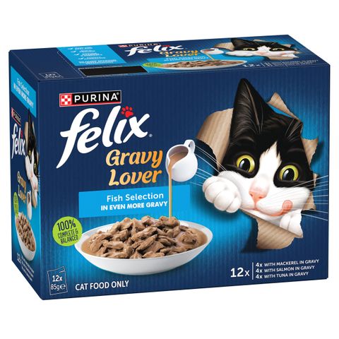 FELIX AGAIL Gravy Lover Fish Selection Wet Cat Food 12x85g