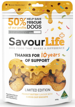 Savourlife 10th Birthday Biscuit with Peanut Butter Flavour & Carob 450g