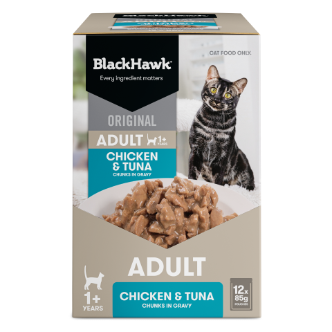 Black Hawk Original Cat Food Chicken Tuna in Gravy 85gx12