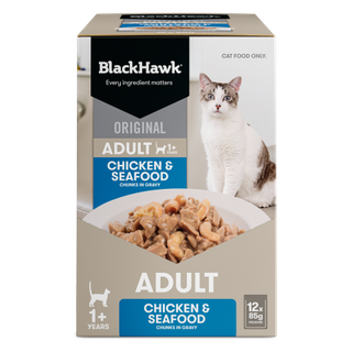 Black Hawk Original Cat Food Chicken Seafood in Gravy 85gx12