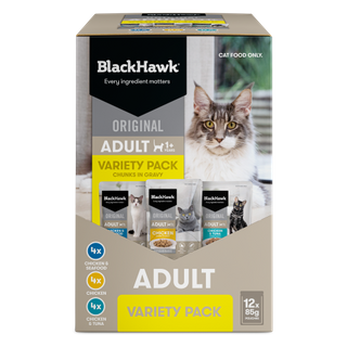 Black Hawk Original Cat Food Variety Pack in Gravy 85gx12