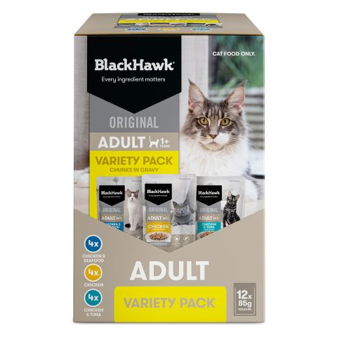 Black Hawk Original Cat Food Variety Pack in Gravy 85gx12