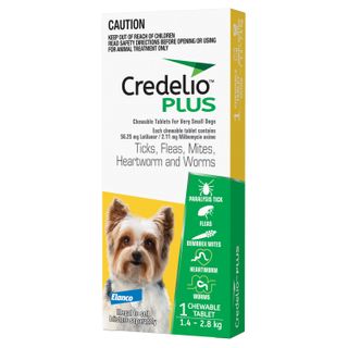 Credelio™ PLUS Ticks, Fleas, Mites, Heartworm & Worms for Dogs 1.4-2.8 kg 1 Pack