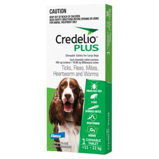 Credelio™ PLUS Ticks, Fleas, Mites, Heartworm & Worms for Dogs 11-22 kg 1 Pack