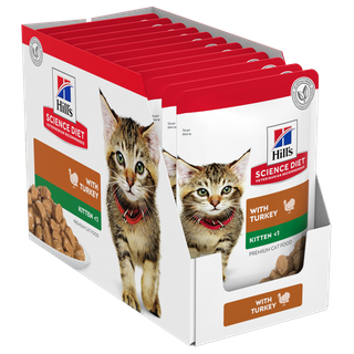 SCIENCE DIET KITTEN WITH TURKEY WET CAT FOOD POUCHES 12X85G