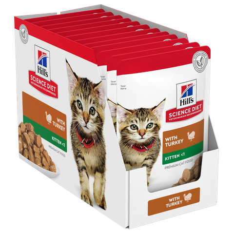 SCIENCE DIET KITTEN WITH TURKEY WET CAT FOOD POUCHES 12X85G