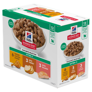 SCIENCE DIET KITTEN FAVOURITE VARIETY 85GX12PK 6CHICKEN 3TURKEY 3OCEANFISH