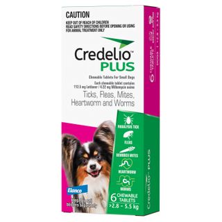 CREDELIO PLUS SMALL 2.8-5.5KG PINK 6PK CHEWABLE TABLET