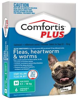 COMFORTIS PLUS 9.1-18KG GREEN 6PACK-560MG *DATED JULY 2024