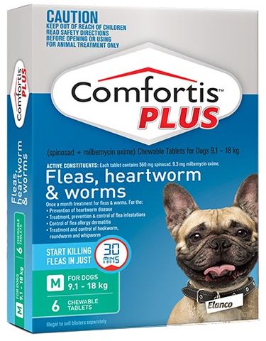 COMFORTIS PLUS 9.1-18KG GREEN 6PACK-560MG *DATED JULY 2024
