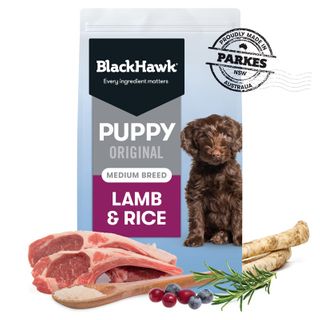 BLACK HAWK PUPPY FOOD FOR MEDIUM BREEDS LAMB AND RICE 20KG *DATED AUG 2024