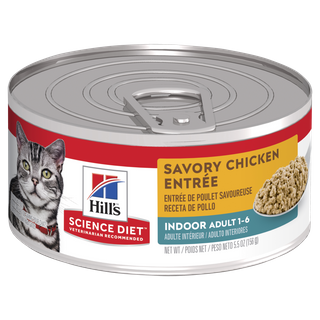 Science Diet Adult Indoor Savory Chicken Entrée Canned Cat Food 24x156g