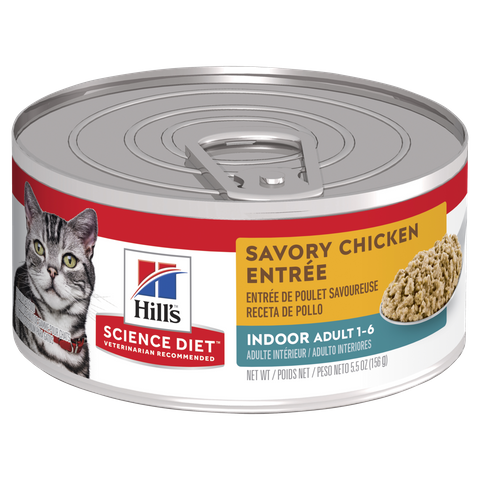 Science Diet Adult Indoor Savory Chicken Entrée Canned Cat Food 24x156g