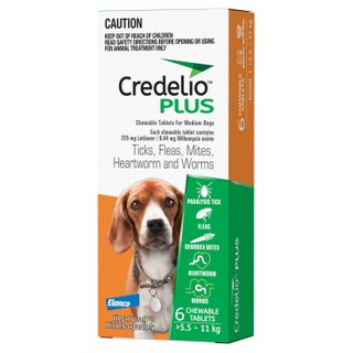 CREDELIO PLUS MEDIUM 5.5-11KG ORANGE 6PK CHEWABLE TABLET