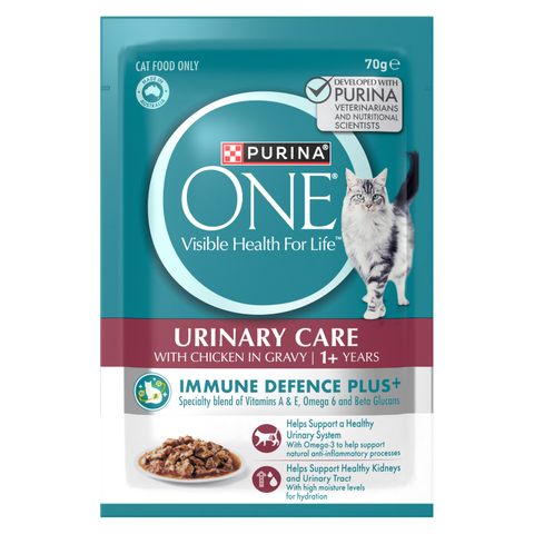 PURINA ONE® Adult Urinary Care with Chicken in Gravy Wet Pouch 12x70g Cat Food