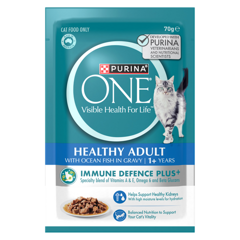 PURINA ONE® Adult with Oceanfish in Gravy Wet Pouch 12x70g Cat Food